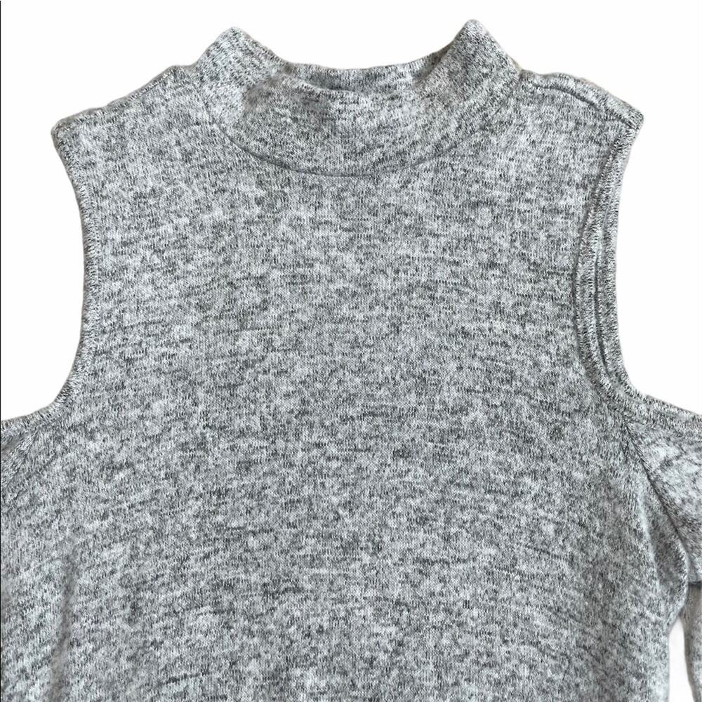 Pink Rose | Gray Cold Shoulder Soft Mini Sweater Dress - Picture 4 of 9